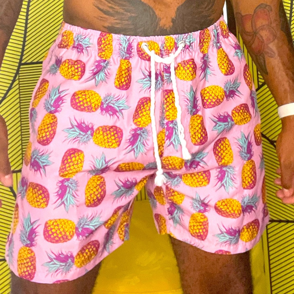 Pink Pineapple Swim Trunks